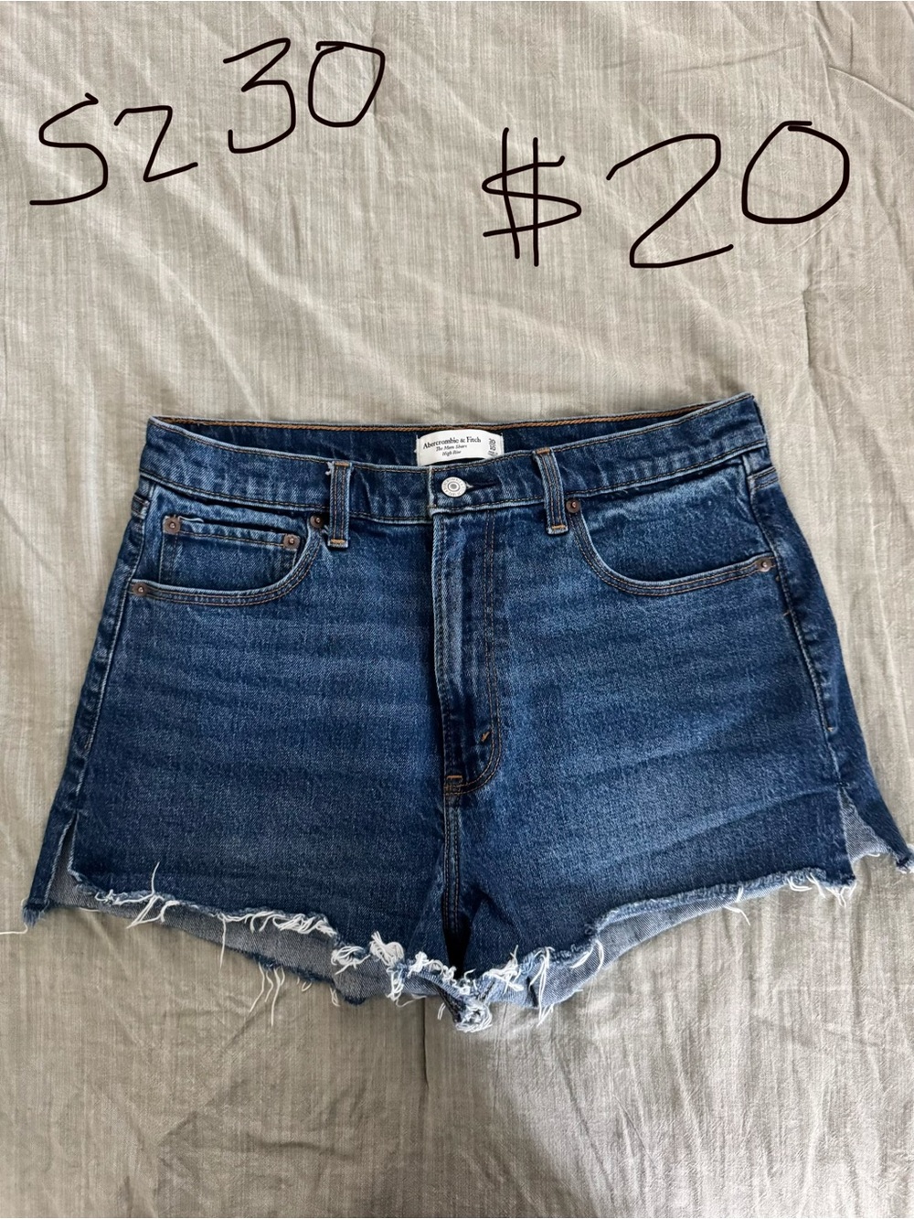 Abercrombie & Fitch Dark Blue Distressed Denim Cutoff Shorts